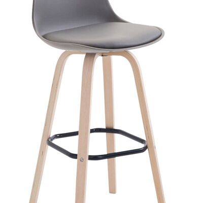 Bar stool Avika imitation leather Natura Gray 44x44x95 Gray plastic Wood
