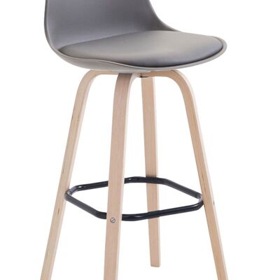 Tabouret de bar Avika simili cuir Natura Gris 44x44x95 Plastique gris Bois