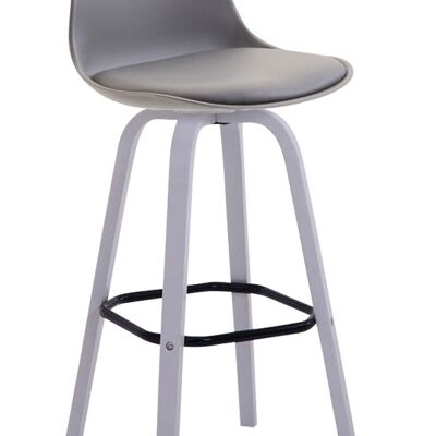 Tabouret de bar Avika simili cuir blanc Gris 44x44x95 Plastique gris Bois