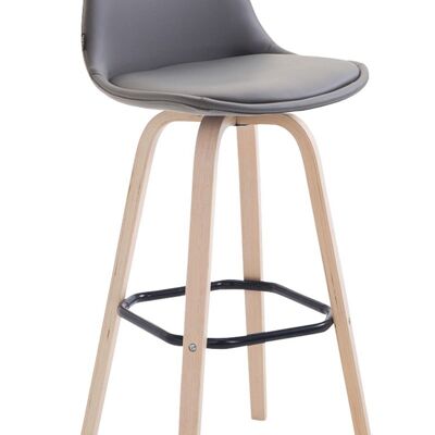 Tabouret de bar Avika Entièrement rembourré en cuir artificiel Natura Gris 44x44x95 Cuir artificiel gris Bois