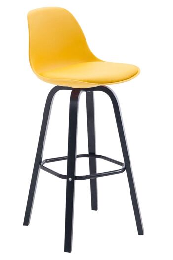 Tabouret de bar Avika simili cuir noir jaune 44x44x95 bois plastique jaune