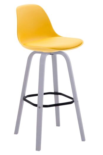 Tabouret de bar Avika simili cuir blanc jaune 44x44x95 plastique jaune Bois