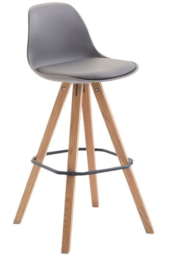 Tabouret de bar Franklin simili cuir Square Natura (chêne) Gris 44x38x94.5 Plastique gris Bois