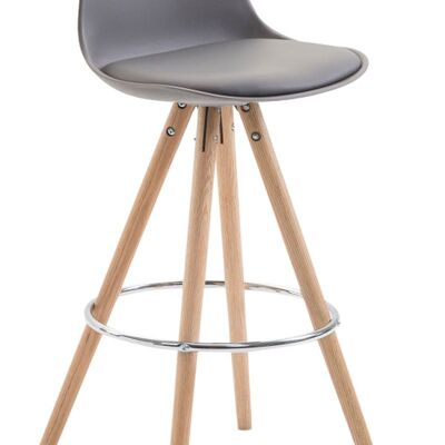 Bar stool Franklin artificial leather Round Natura (oak) Gray 44x38x94.5 Gray plastic Wood