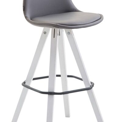 Franklin Bar Stool Fully Upholstered Faux Leather Square White (oak) Gray 44x38x94.5 Gray Faux Leather Wood