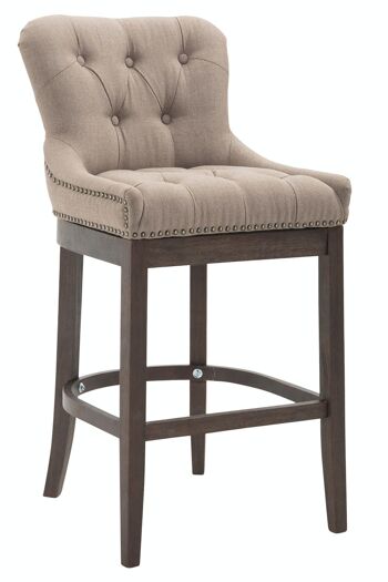 Tabouret de bar Lakewood tissu, taupe antique 57x55x109 taupe Matière Bois 1