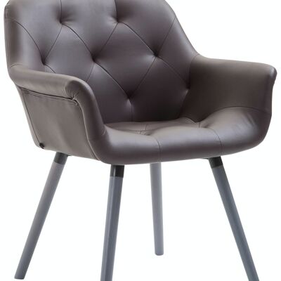 Visitor chair Cassidy imitation leather gray brown 60x67x83 brown leatherette Wood