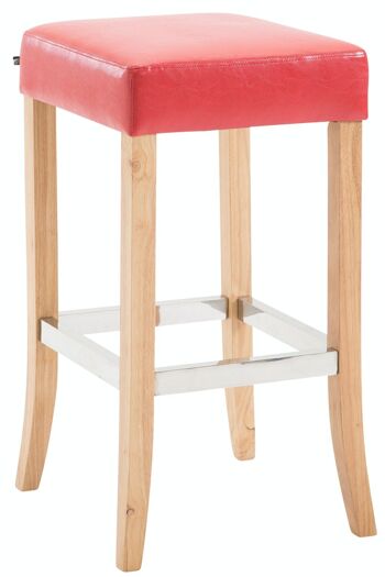 Tabouret de bar Venta simili cuir Natura rouge 44x44x79 simili cuir rouge Bois 1