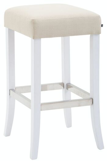 Tabouret de bar Venta tissu blanc crème 44x44x79 crème Matière Bois 1