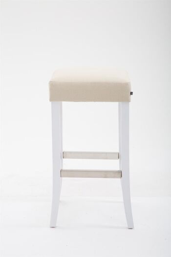 Tabouret de bar Venta tissu blanc crème 44x44x79 crème Matière Bois 2