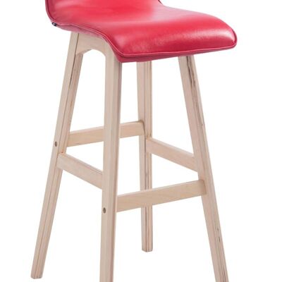 Tabouret de bar Corneila PU rouge naturel 44x37x83,5 simili cuir rouge Bois