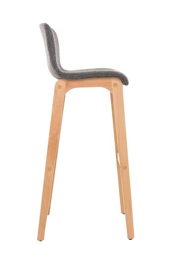 Tabouret de bar Hoover tissu Natura gris clair 46x41x101 gris clair Matière Bois 3