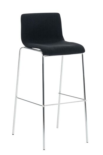 Tabouret de bar Hoover tissu piétement 4 pieds chrome noir 48x43x100 noir Matière métal 1