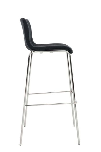 Tabouret de bar Hoover tissu piétement 4 pieds chrome noir 48x43x100 noir Matière métal 3