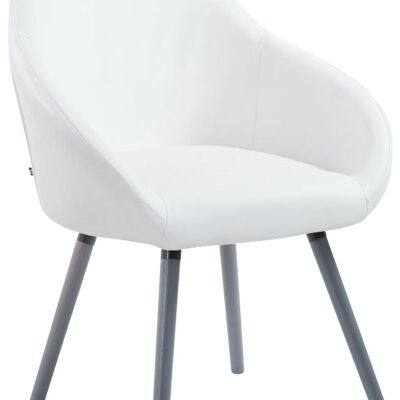 Silla de visita Hamburg polipiel gris blanco 61x64x79 polipiel blanco Madera