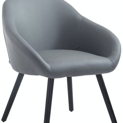 Silla de visita Hamburgo símil piel negro Gris 61x64x79 Símil piel Gris Madera