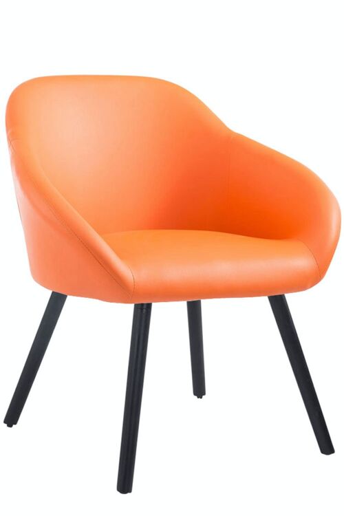 Bezoekersstoel Hamburg imitatieleer zwart oranje 61x64x79 oranje kunstleer Hout