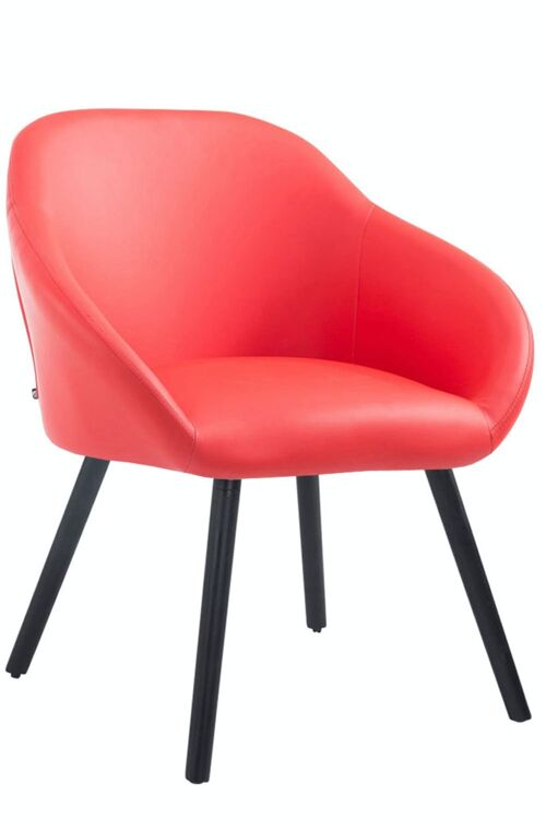 Bezoekersstoel Hamburg imitatieleer zwart rood 61x64x79 rood kunstleer Hout