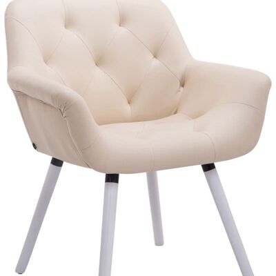 Chaise visiteur Cassidy tissu blanc (chêne) crème 60x67x83 crème Matière Bois