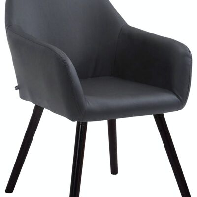 Chaise visiteur Achat V2 simili cuir Café noir 57,5x56x79,5 simili cuir noir Bois