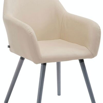 Silla de visita Achat V2 polipiel gris crema 57,5x56x79,5 polipiel crema Madera