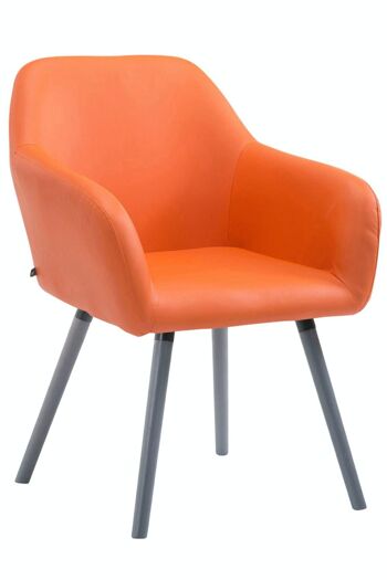 Chaise visiteur Achat V2 simili cuir gris orange 57,5x56x79,5 simili cuir orange Bois