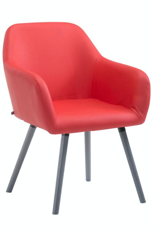 Bezoekersstoel Achat V2 imitatieleer grijs rood 57,5x56x79,5 rood kunstleer Hout