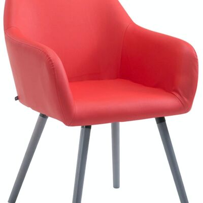 Bezoekersstoel Achat V2 imitatieleer grijs rood 57,5x56x79,5 rood kunstleer Hout