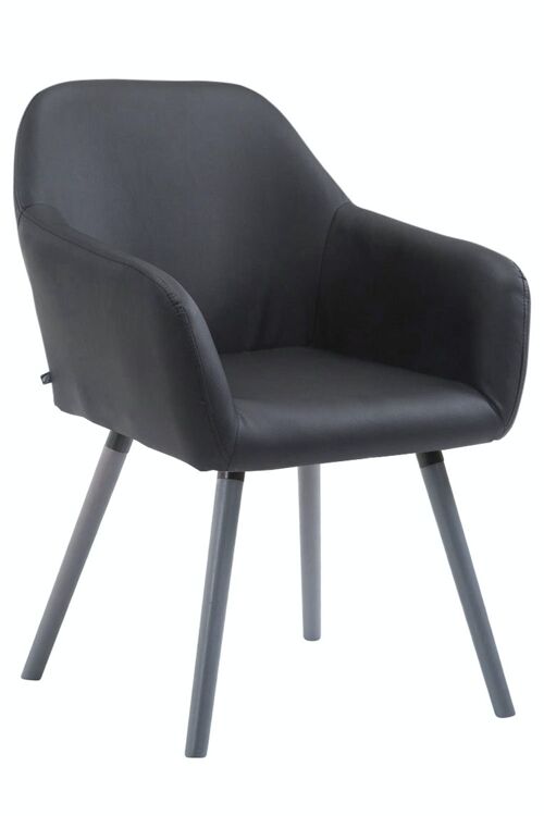Bezoekersstoel Achat V2 imitatieleer grijs zwart 57,5x56x79,5 zwart kunstleer Hout