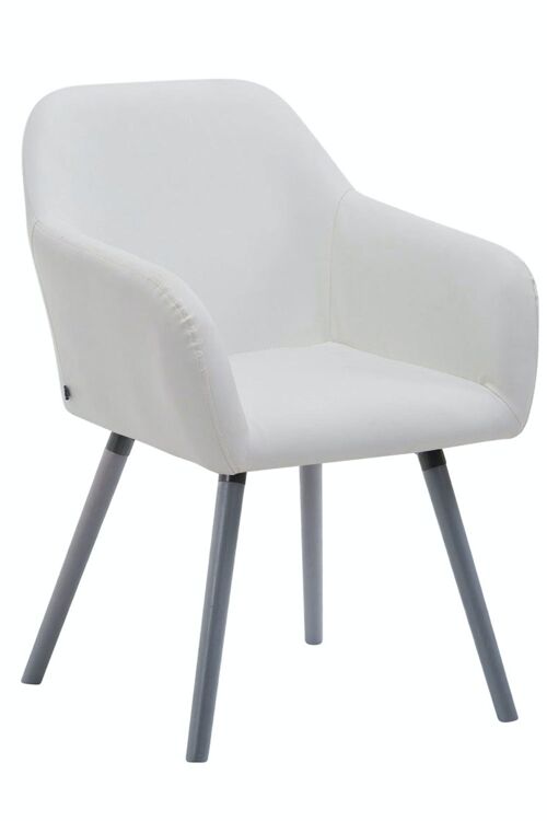 Bezoekersstoel Achat V2 imitatieleer grijs wit 57,5x56x79,5 wit kunstleer Hout