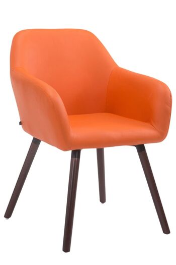 Chaise visiteur Achat V2 simili cuir noyer (chêne) orange 57,5x56x79,5 simili cuir orange Bois 1