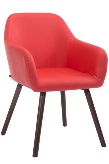 Chaise visiteur Achat V2 simili cuir noyer (chêne) rouge 57,5x56x79,5 cuir artificiel rouge Bois 1