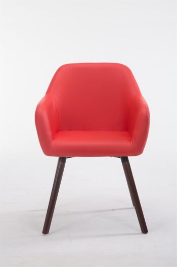 Chaise visiteur Achat V2 simili cuir noyer (chêne) rouge 57,5x56x79,5 cuir artificiel rouge Bois 2