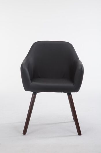Chaise visiteur Achat V2 simili cuir noyer (chêne) noir 57,5x56x79,5 cuir artificiel noir Bois 2