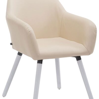 Visitor chair Achat V2 imitation leather white (oak) cream 57.5x56x79.5 cream leatherette Wood