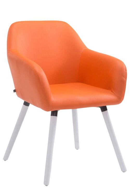 Bezoekersstoel Achat V2 imitatieleer wit (eiken) oranje 57,5x56x79,5 oranje kunstleer Hout