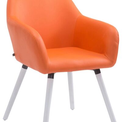 Bezoekersstoel Achat V2 imitatieleer wit (eiken) oranje 57,5x56x79,5 oranje kunstleer Hout
