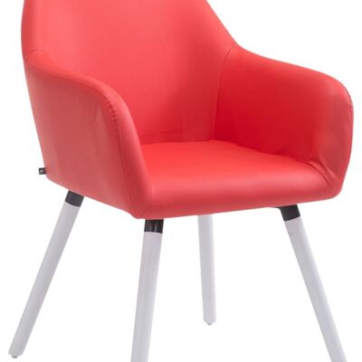 Bezoekersstoel Achat V2 imitatieleer wit (eiken) rood 57,5x56x79,5 rood kunstleer Hout