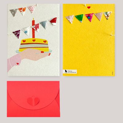 Set 02 : Carte d'anniversaire avec banderole et enveloppe cadeau