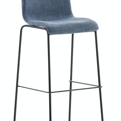 Bar stool Hoover fabric 4-leg frame black blue 48x43x100 blue Material metal
