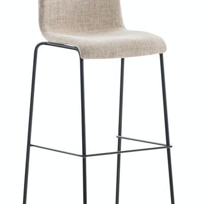 Tabouret de bar Hoover tissu 4 pieds structure noir crème 48x43x100 crème Matière métal