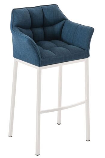 Tabouret de bar tissu Damaso avec structure à 4 pieds blanc bleu 48x64x110 bleu Matière métal