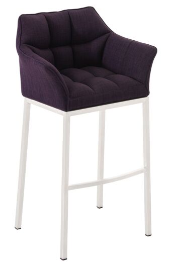 Tabouret de bar tissu Damaso avec structure 4 pieds blanc violet 48x64x110 violet Matière métal