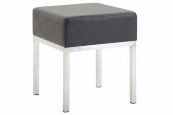 Tabouret Newton simili cuir inox noir 40x40x46 simili cuir noir métal 1