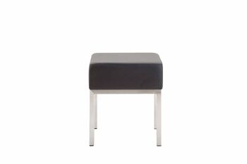 Tabouret Newton simili cuir inox noir 40x40x46 simili cuir noir métal 2