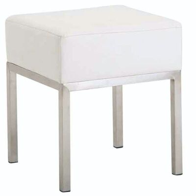 Hocker Newton Kunstleder Edelstahl weiß 40x40x46 weiß Kunstleder Metall