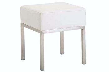 Tabouret Newton simili cuir inox blanc 40x40x46 simili cuir blanc métal 1