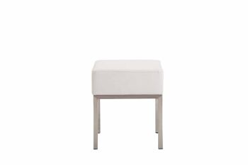 Tabouret Newton simili cuir inox blanc 40x40x46 simili cuir blanc métal 2