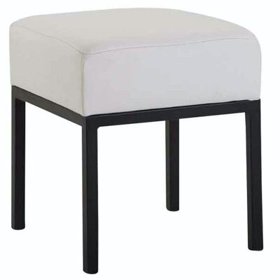 Tabouret Newton simili cuir noir blanc 40x40x46 simili cuir blanc métal