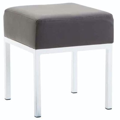 Tabouret Newton simili cuir marron blanc 40x40x46 simili cuir marron métal